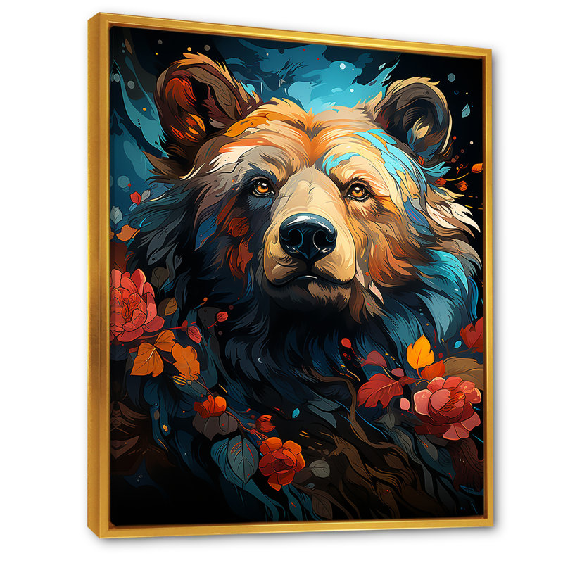 Pop Art, impression d'ours grizzly - 106913, H 32 po x l 24 po x P 1 po, Cadre flottant doré