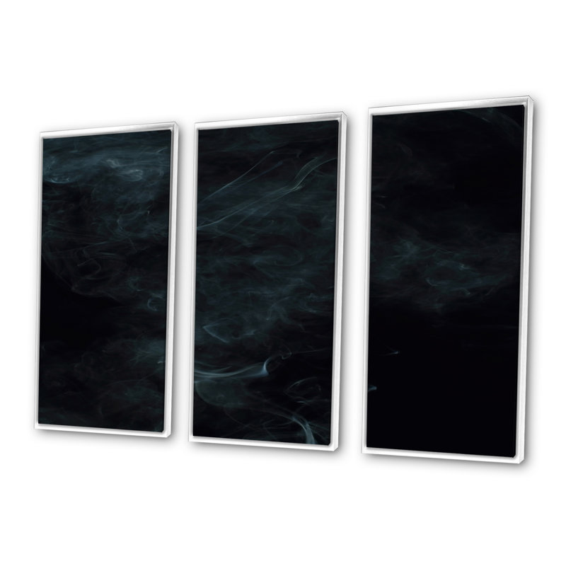 Fumée blanche sur fond noir - ensemble d'art mural moderne sur toile 3