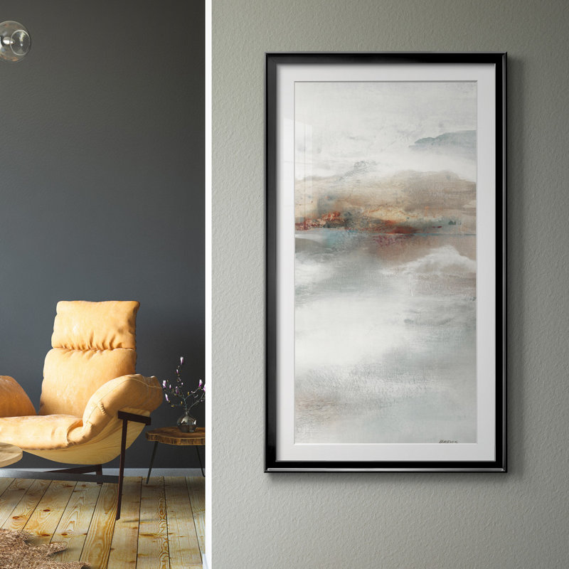 «Rising Veil V», reproduction d'art, H 14,5 po x l 26,5 po x P 1,5 po, Papier encadré noir, Blanc