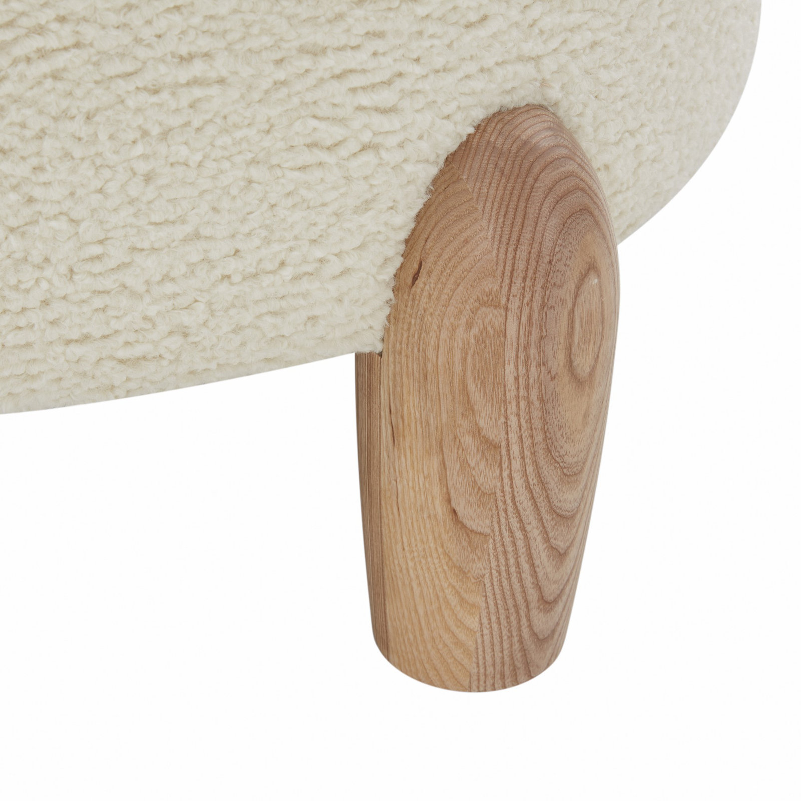 Geddes Upholstered Ottoman, Ivory Sherpa, Brown