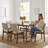 Modern 7-Piece Dining Set with Rectangular Solid Wood Table and Linen Upholstered Chairs, Walnut Finish Tabletop with Beige Seats-689939731