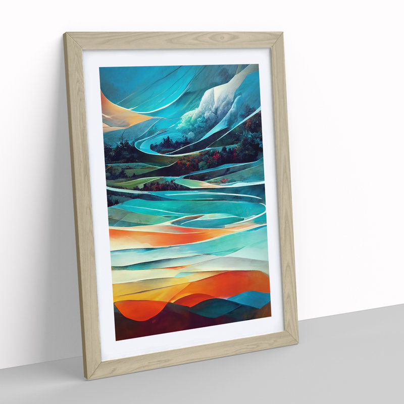 Meadow Landscape Abstract No.3 - Framed Print, 46cm H x 34cm W, Beige