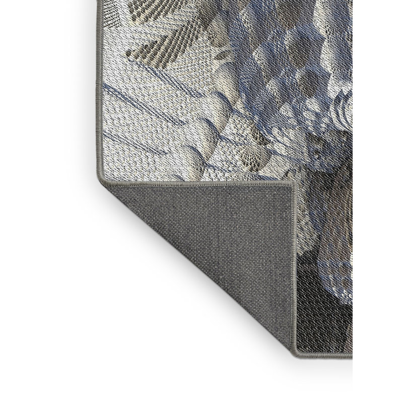Tapis gris/blanc tissé à la machine, Rectangle 6 pi x 9 pi