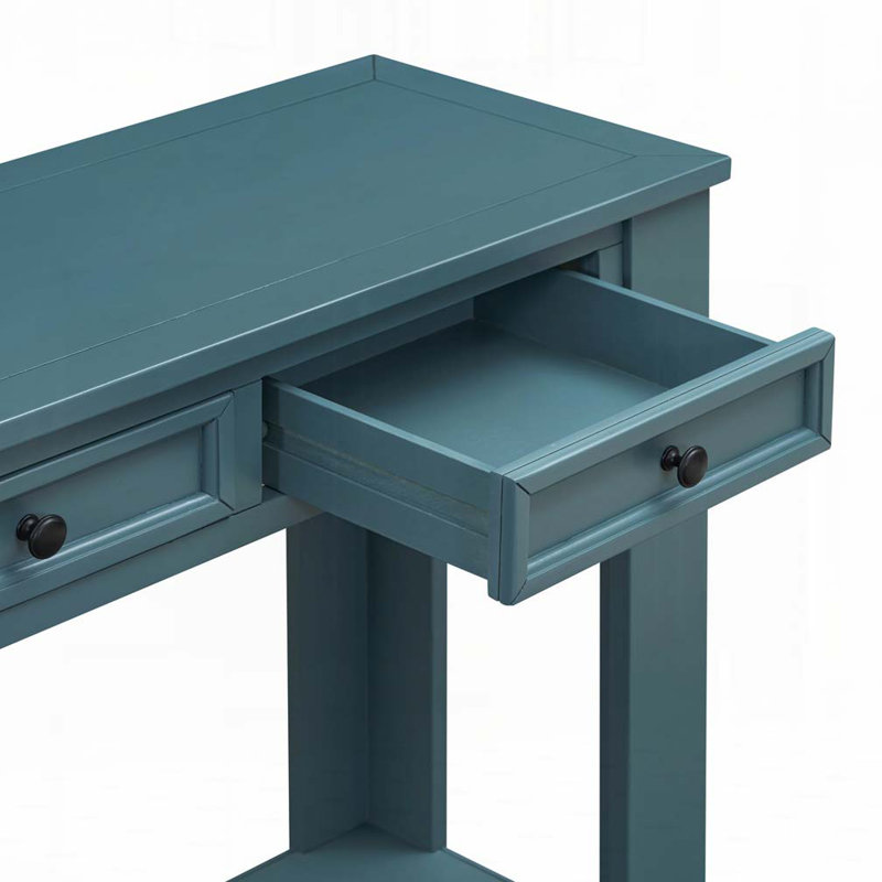 Console de rangement à 4 tiroirs avec longue tablette, Bleu très foncé