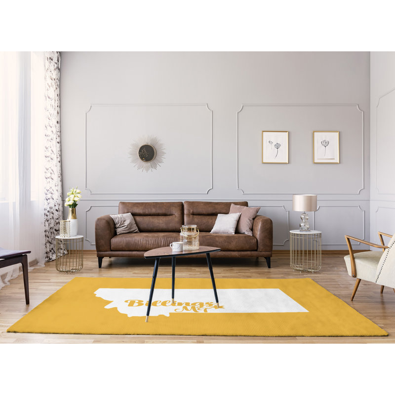 Tapis jaune en polyester billings montana, Rectangle 8 pi x 10 pi