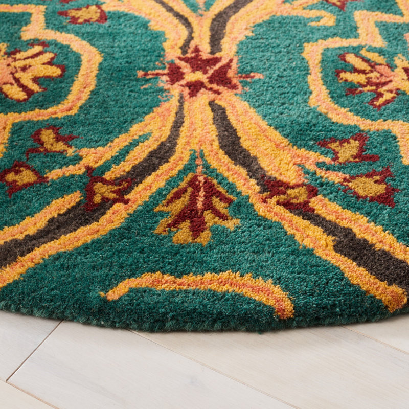 Heritage Hand Tufted Wool/Cotton Oriental Rug in Green/Orange, Runner 2'3" x 8'
