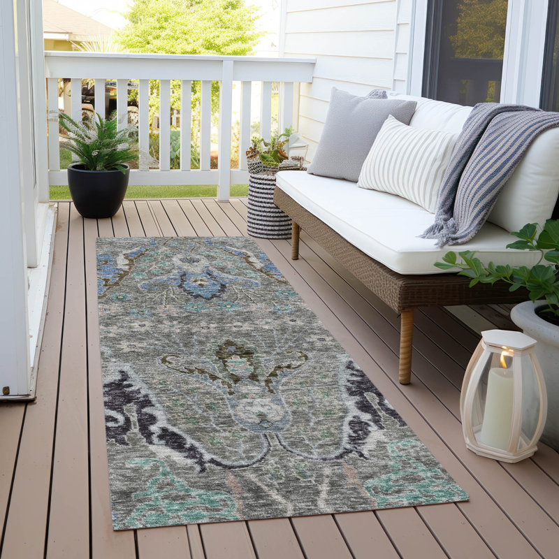 Tapis intérieur / extérieur lavable à la machine Xhevrie, Tapis de couloir 2 pi 3 po x 7 pi 6 po