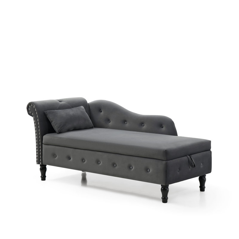 Chaise longue en velours gris Comfy