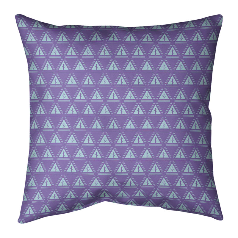 Coussin décoratif à motif d’arbre minimaliste classic Barbra, Bourre en polyester, 36 po x 36 po, Mauve / bleu sarcelle