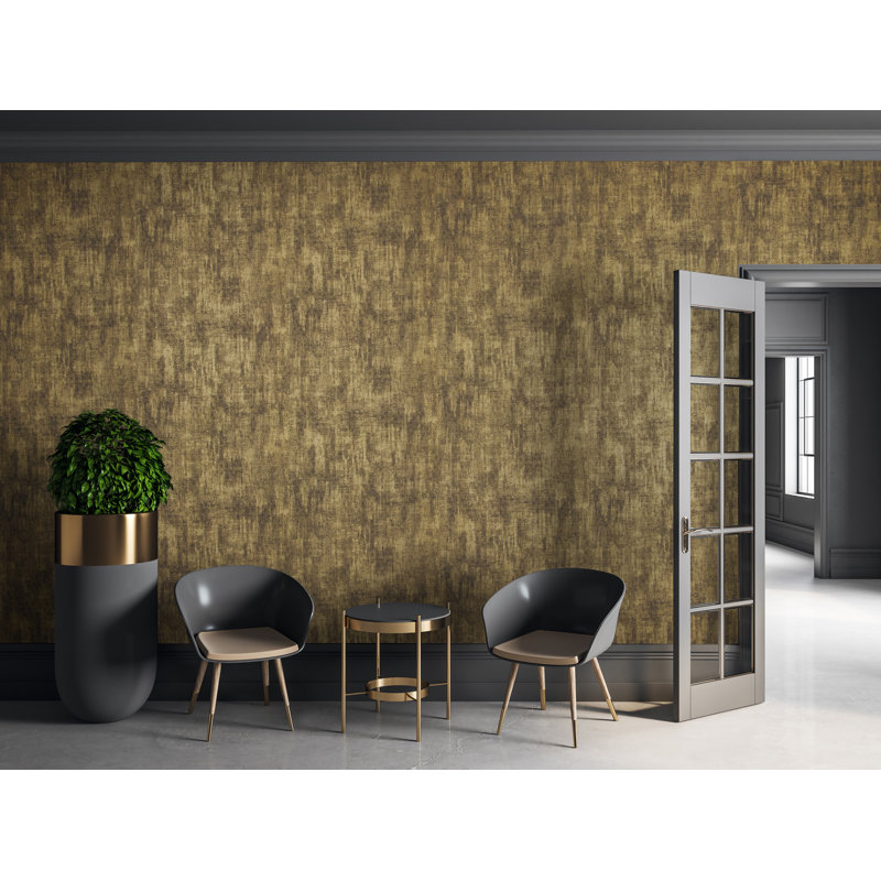 Mercury Metallic Plain Texture 10.05m x 53cm Wallpaper Roll, Umber Brown