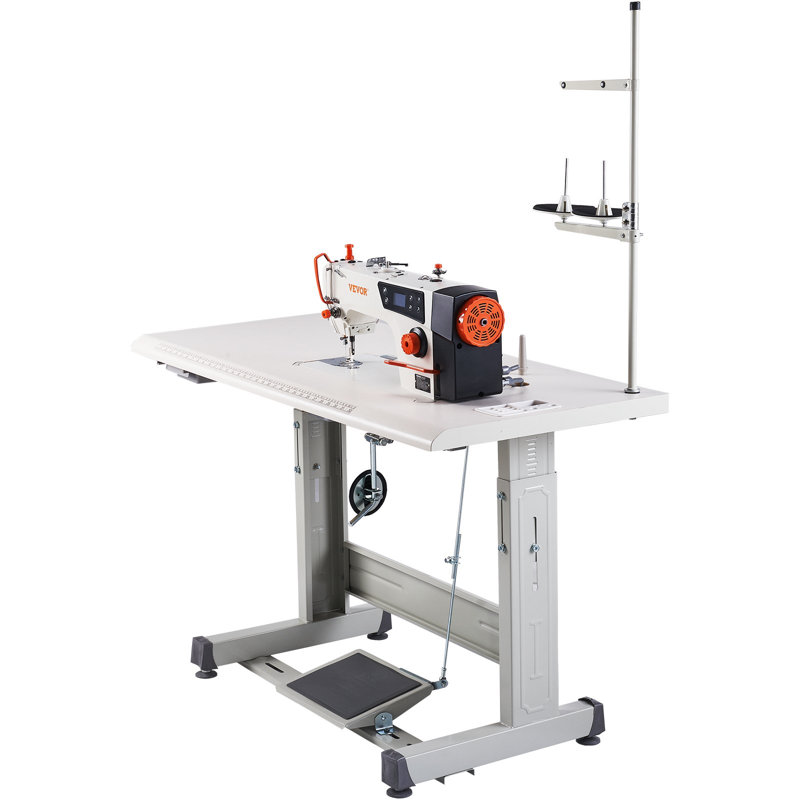 Machine à coudre industrielle, moteur servo amélioré de 550 W avec support de table, machine à coudre robuste à point noué 5000S.P.M, panneau de commande transparent haute vitesse et électromécanisation