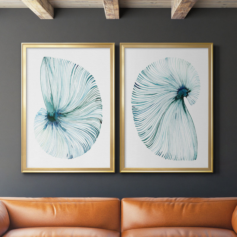 "Eye Of The Ocean I" 2-Piece Painting Print, Gold, 36.5" H x 53" W x 1.25" D