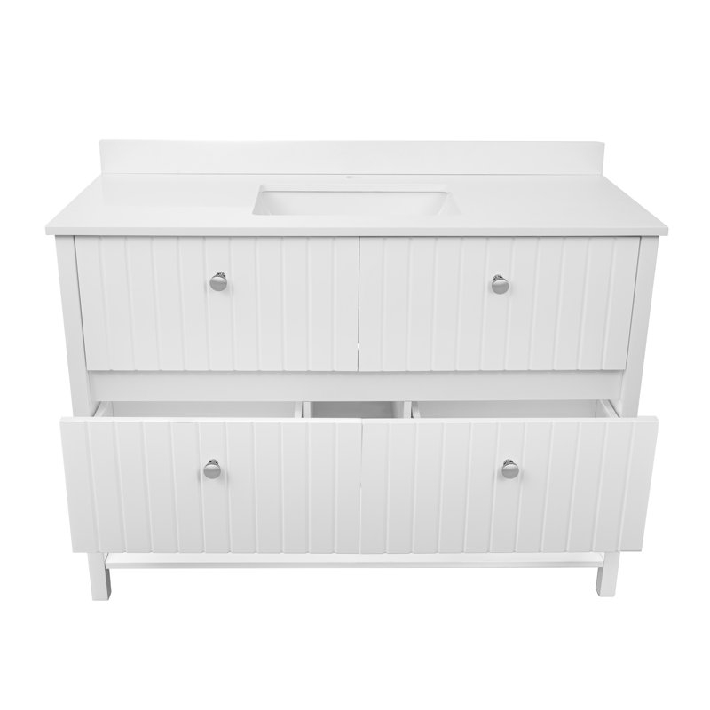 Ensemble de meuble-lavabo blanc mat 48 po avec lavabo en céramique et lavabo en céramique Harvard