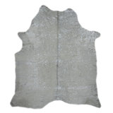 Designer Cowhide Abstract Area Rug in Silver