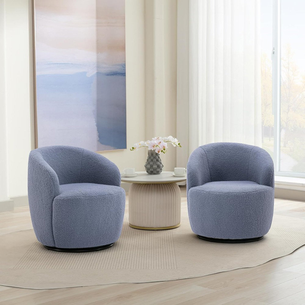 Cozy Oasis Swivel Barrel Chair Set Of 4, 360° Small Single Sofa ...