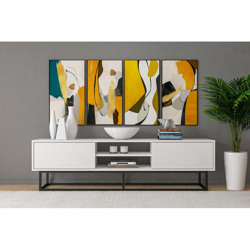 Fitzgibbon 71'' Iron Legs Media Console, White