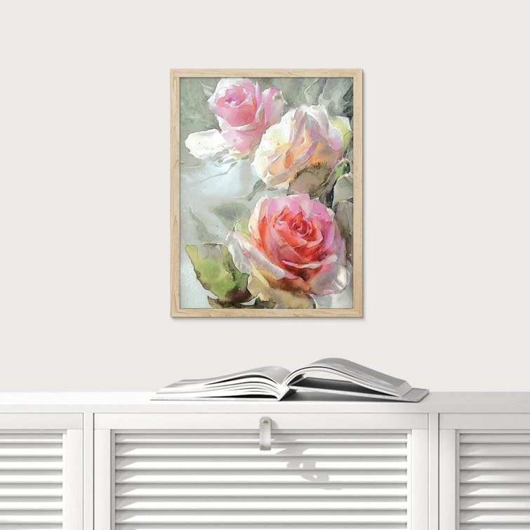WHITE Rose Garden Watercolor Roses Flowers Wall Decal