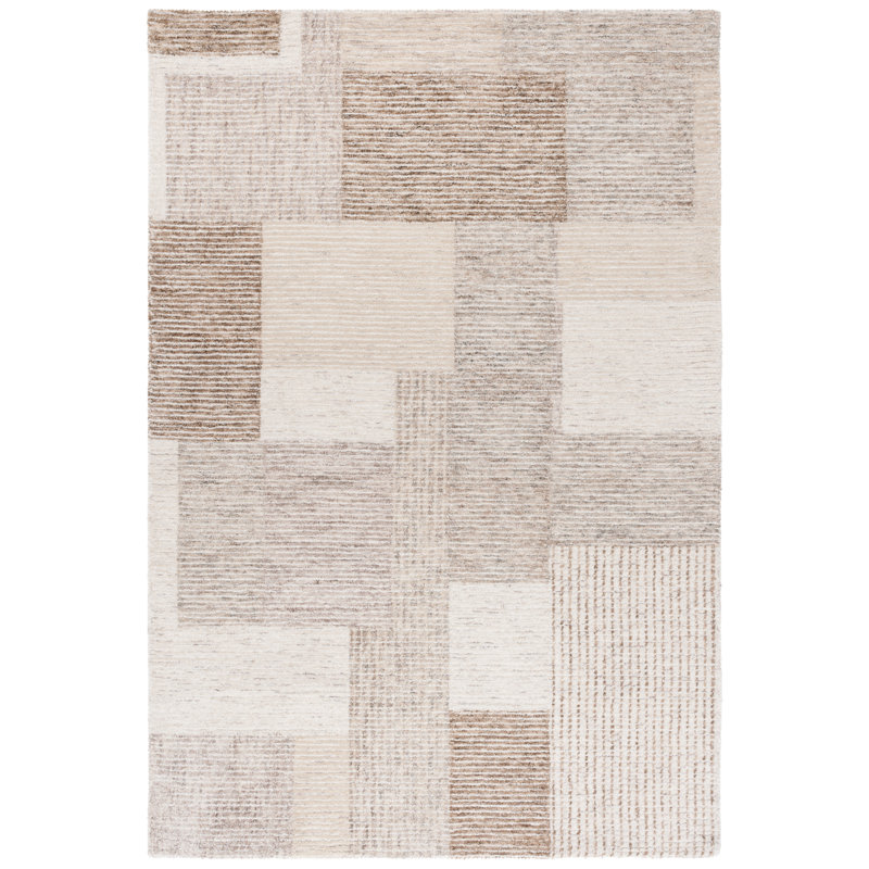 Sigrith Ebony Hand Tufted Wool/Cotton Abstract Rug in Ivory/Beige, Rectangle 8' x 10'