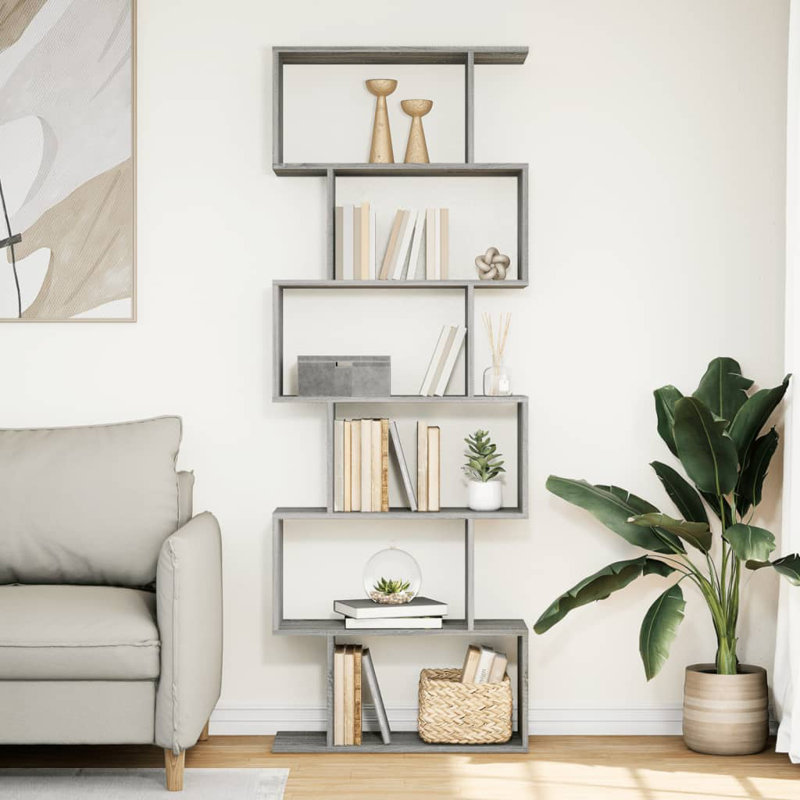 Sekai 70cm W Bookcase, (6 Shelves) 193cm H x 70cm W x 24cm D, Grey Sonoma