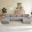 Canapé modulaire convertible en forme de U avec tissu velours côtelé, sans assemblage-2003817347