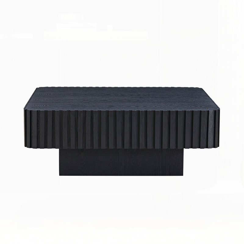 Modern Handcraft Drum Coffee Table, Black
