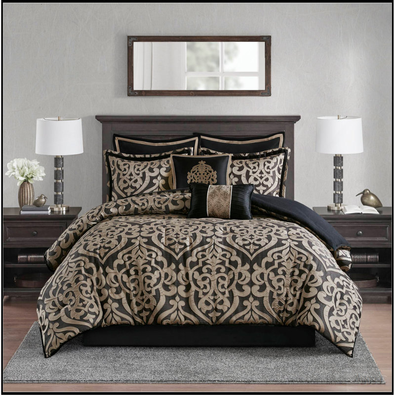 8PCS King Jacquard Comforter Set, King Comforter + 7 Additional Pieces