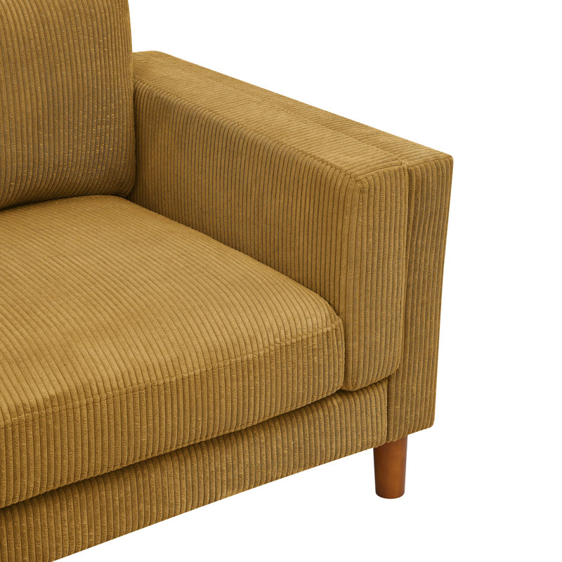 Canapé à accoudoirs carrés 87 po avec coussins réversibles, Jaune