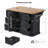 K&K 56 Inch Kitchen Island With Rubber Wood Veneer Drop Leaf, Power Outlet, 4 Door Shelves, Embossed Vertical Stripe Rolling Kitchen Cart On 4 Wheels With 6 Deep Drawers For Kitchen, Dining Room,Black-1041613644