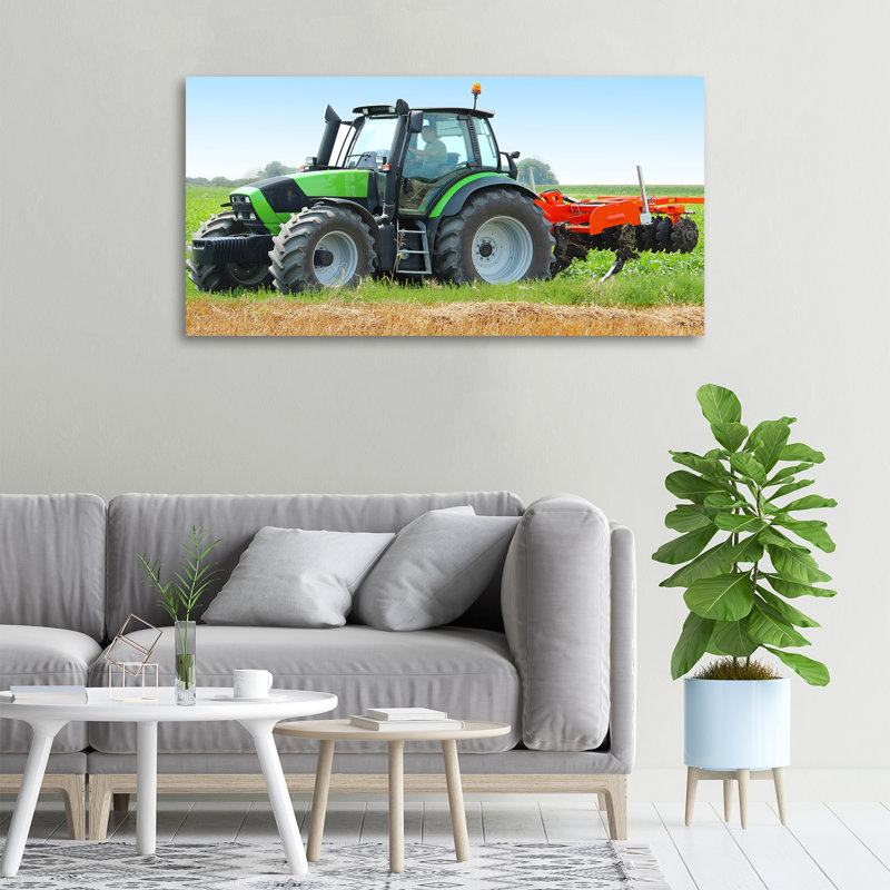 Tractor On The Field - Wrapped Canvas Print
