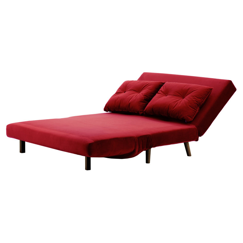 Donald 2 Seater Sofa Bed,  78cm H X 142cm W X 90cm D, Dark Oak, Red