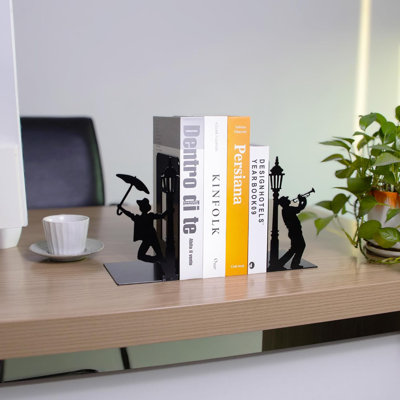 Design décoratif avec serre-livres pour bureau ou comptoir, serre-livres en métal cachés pour livres, porte-livres pour décorations pour la fête des Mères, cadeau pour décoration de fête des mères (ensemble de 2)