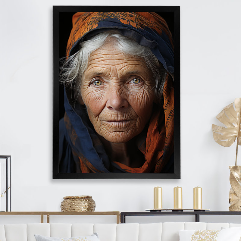 " Woman Amber Annotations ", Black Single Picture Framed, 32" H x 16" W x 1" D