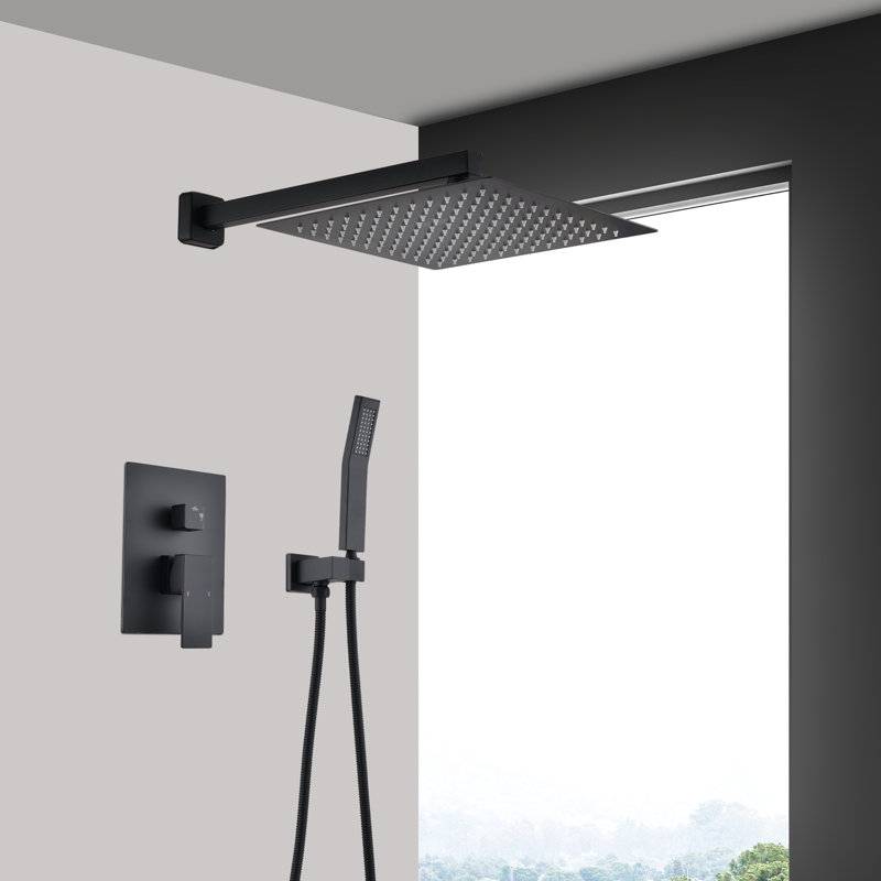 Matte Black Wall Mounted 12" Rain Shower Head - Self-cleaning Nozzle For Charming Shower, Suits All Standard Arms, Conforms To American Pipe Connection Recommendations Mount Alluring And Bath,