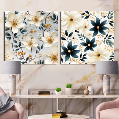 Ephemerine - Ensemble de 2 collages carrés floraux