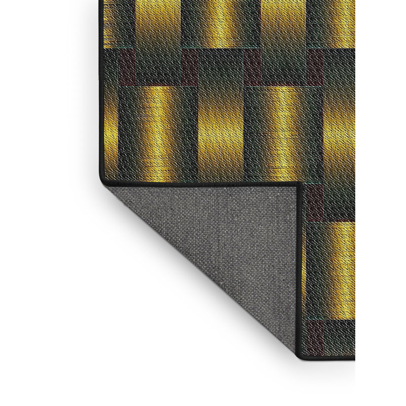Tapis de zone dorée/noir à motifs, Rectangle 8 pi x 10 pi