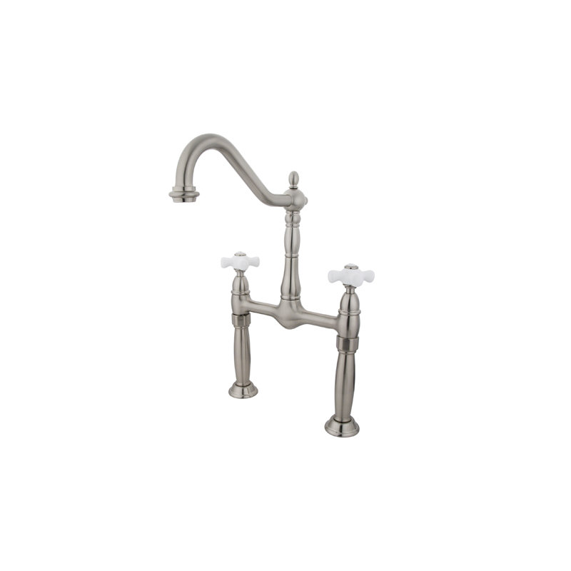 Victorian Vessel Sink Bathroom Faucet, Satin Nickel
