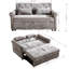Canapé-lit confortable, structure en bois, 2 coussins fonctionnels pour la maison, coussiné, tissu en velours gris