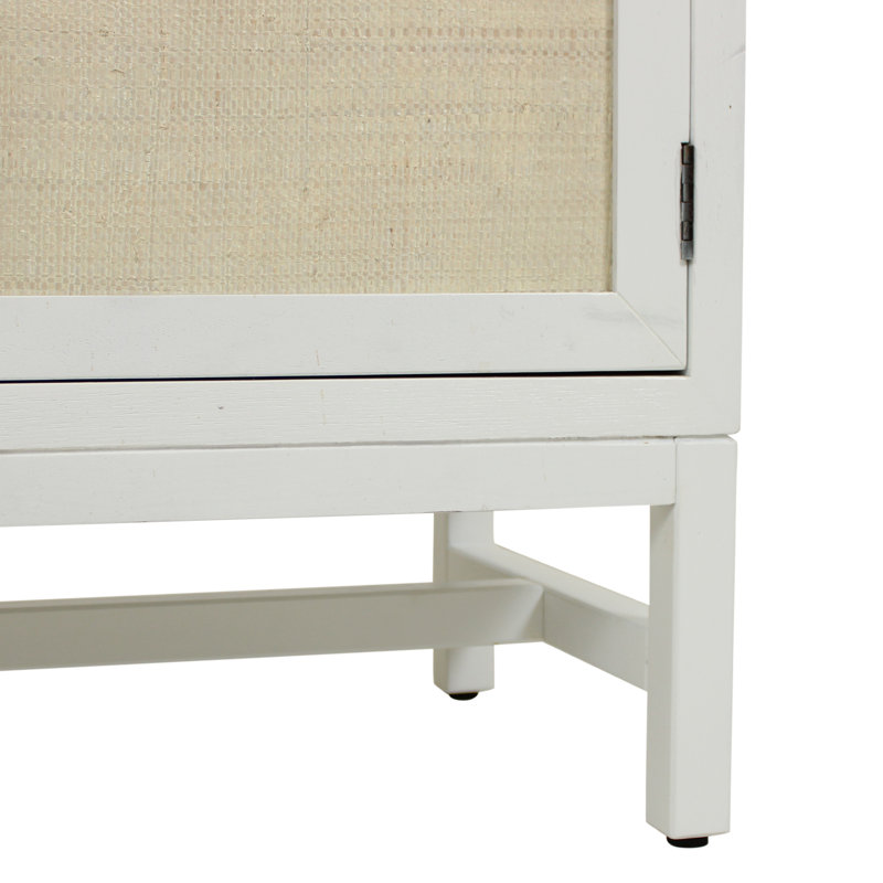 Raffia Paneled 2 Door Storage Cabinet, White