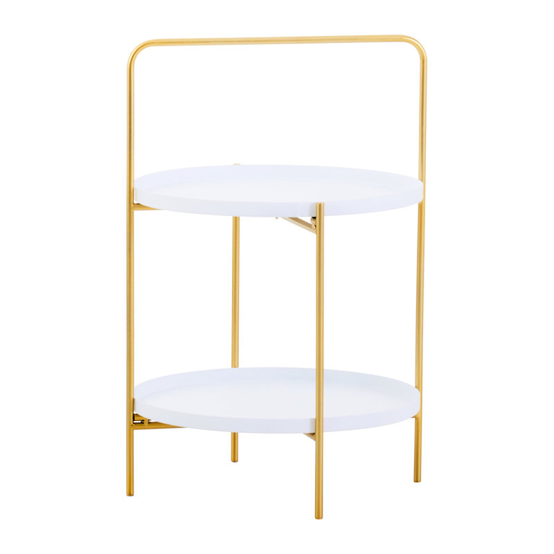 Alexica End Table, White, White/Gold