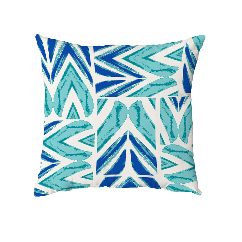 Geometric Outdoor Reversible Throw Pillow, Teal, 20" x 20"
