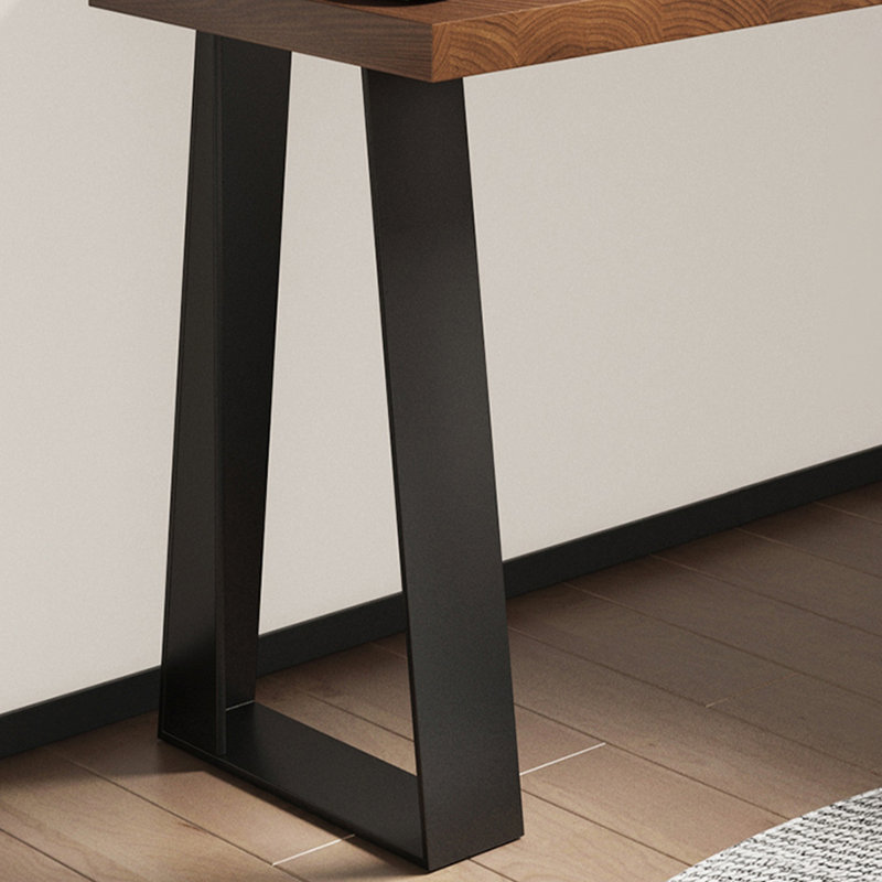 Brown + Black L-Shaped Solid Wood desk, 29.53" H x 62.99" W x 47.24" D, Left