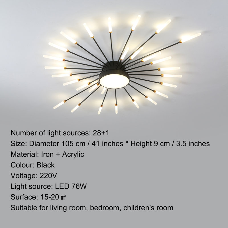 Flush Mounts 29-Light Ceiling Light,Modern LED Heads Flower Shape Ceiling Lights,Living Room, Matte Black
