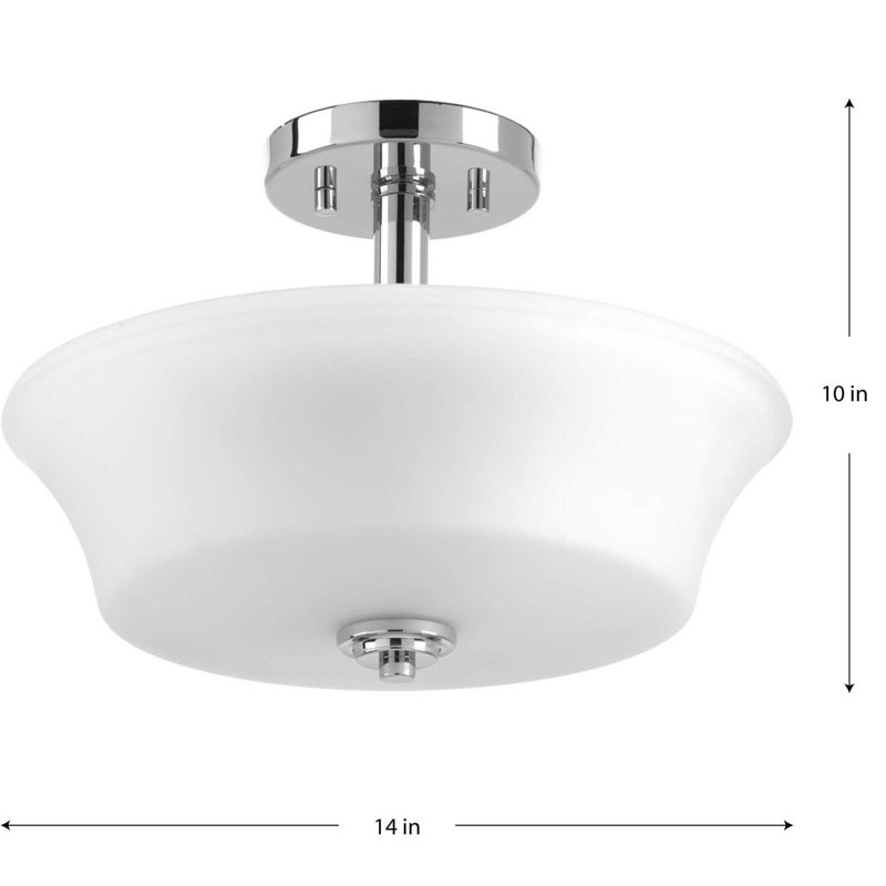 Plafonnier semi-encastré 14 po à 2 lumières Tashina, Chrome poli