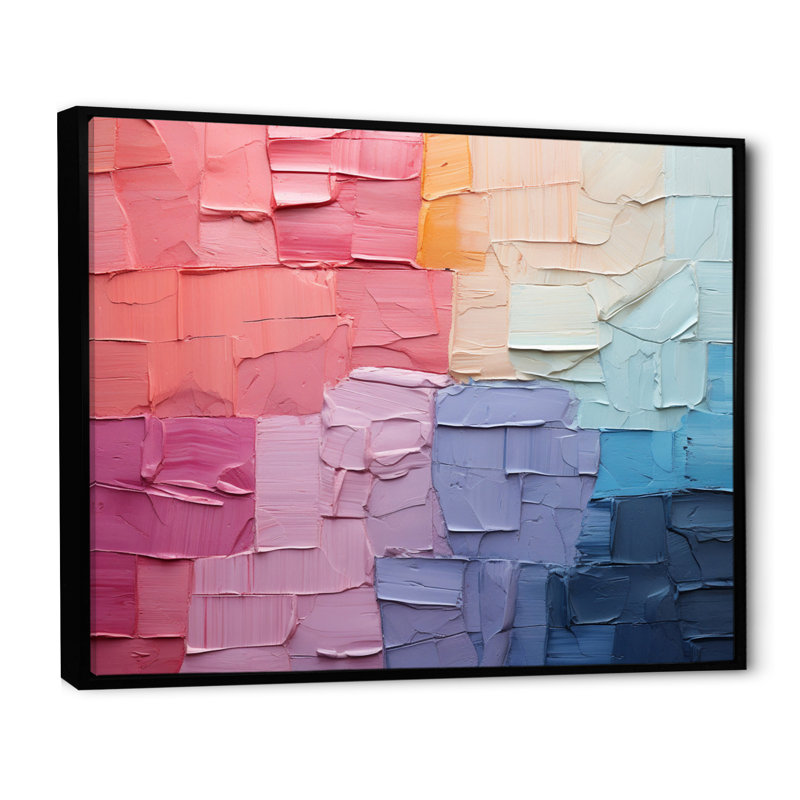 Patchwork abstrait III - impression, Cadre flottant noir, H 24 po x l 32 po x P 1 po