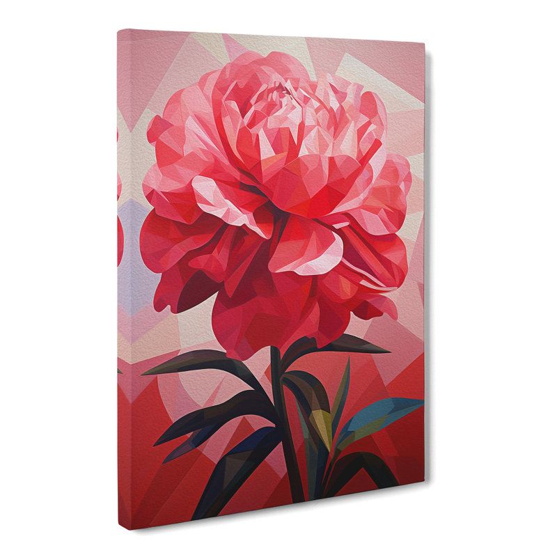 Peony Flower Constructivism - No Frame Print, 76cm H x 50cm W x 3cm D