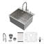 Évier de cuisine encastré en acier inoxydable de calibre 16 de 25 po x 22 po x 12 po Topmount