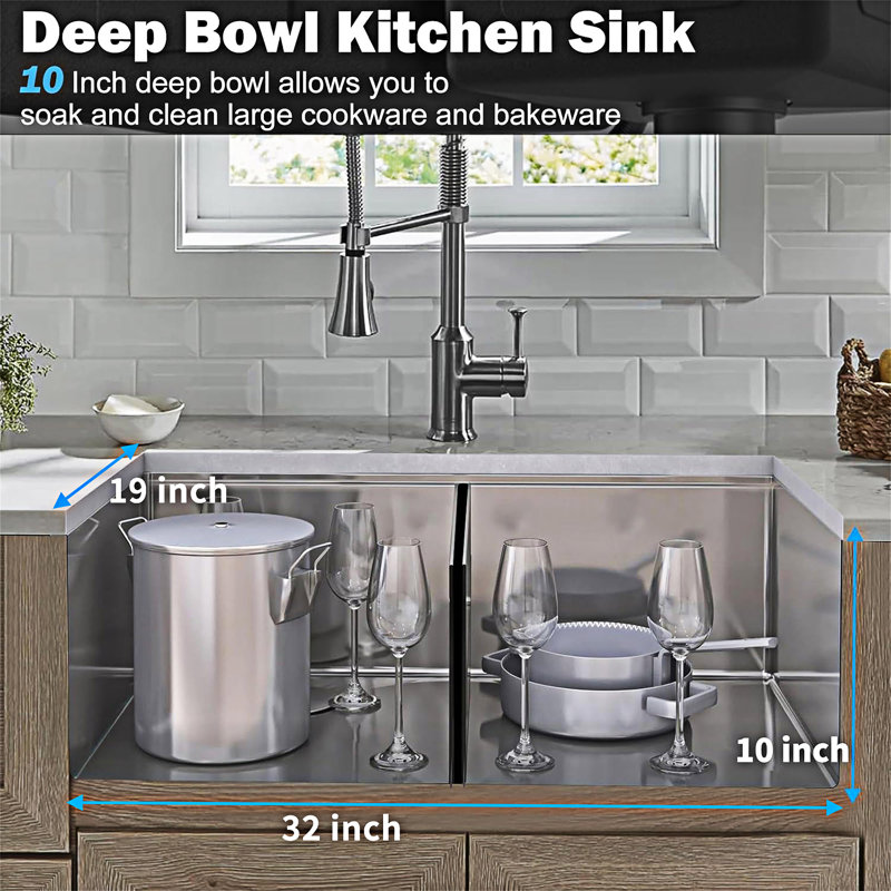 Undermount Double Bowl Kitchen Sink Sink Only