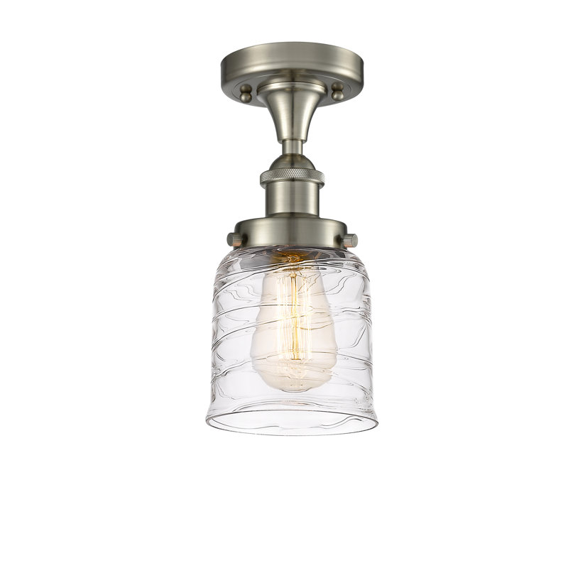 Plafonnier semi-encastré 1 lumière Anjelique, Nickel satiné brossé, H 11 po x l 5 po x P 5 po, DEL