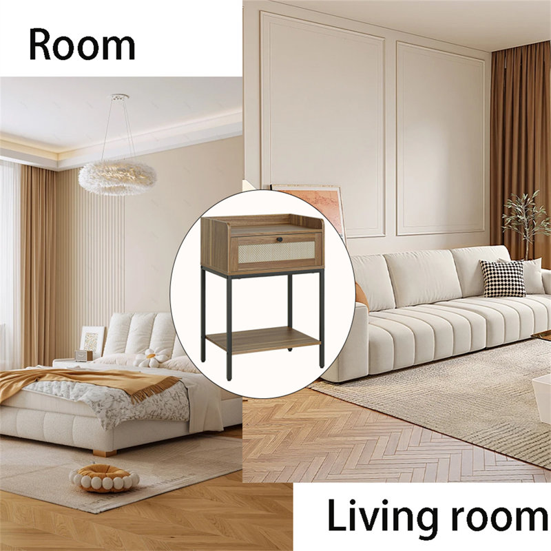 Table de chevet moderne avec tiroir de rangement et tablette - Table de chevet polyvalente pour chambre à coucher, salon