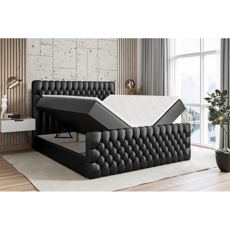 Bed with Mattress, 200 x 200 cm, Black